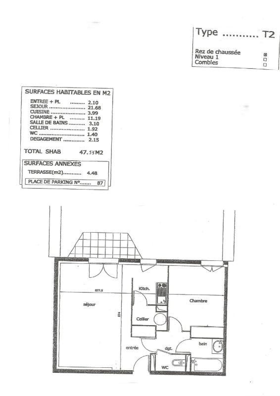 Appartement - 47 m² - 2 pièces