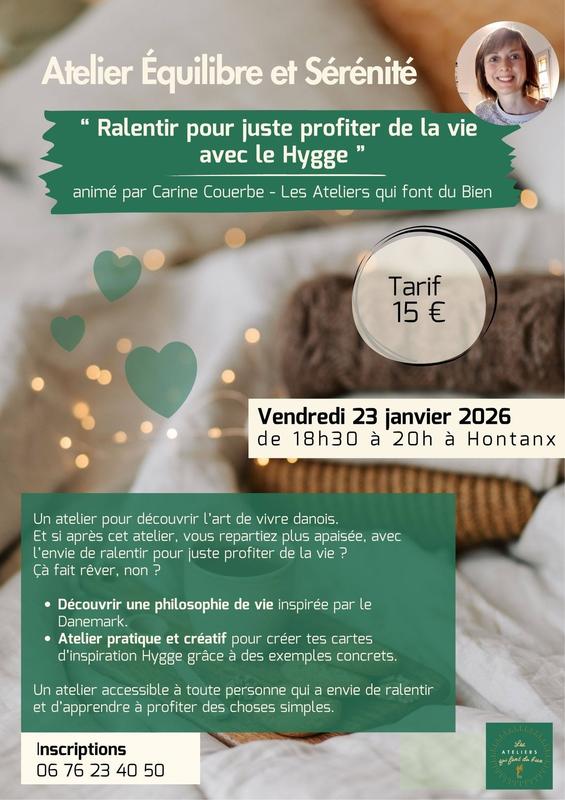 Atelier Équilibre et Sérénité : Ralentir pour juste profiter de la vie avec le Hygge