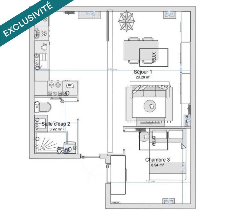 Appartement - 41 m² - 2 pièces