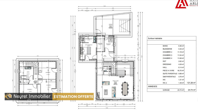 Maison - 121 m² - 5 pièces