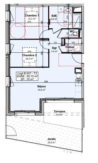 Appartement - 66 m² - 3 pièces