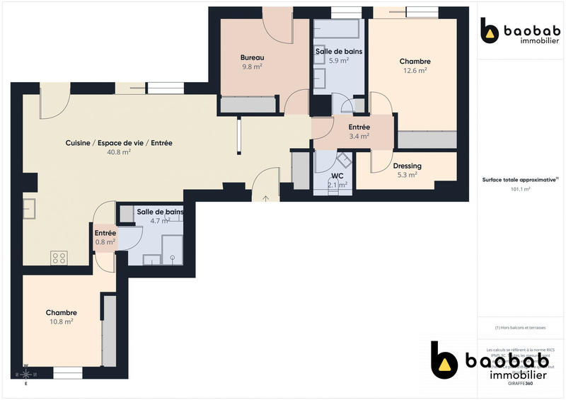 Appartement - 100 m² - 4 pièces