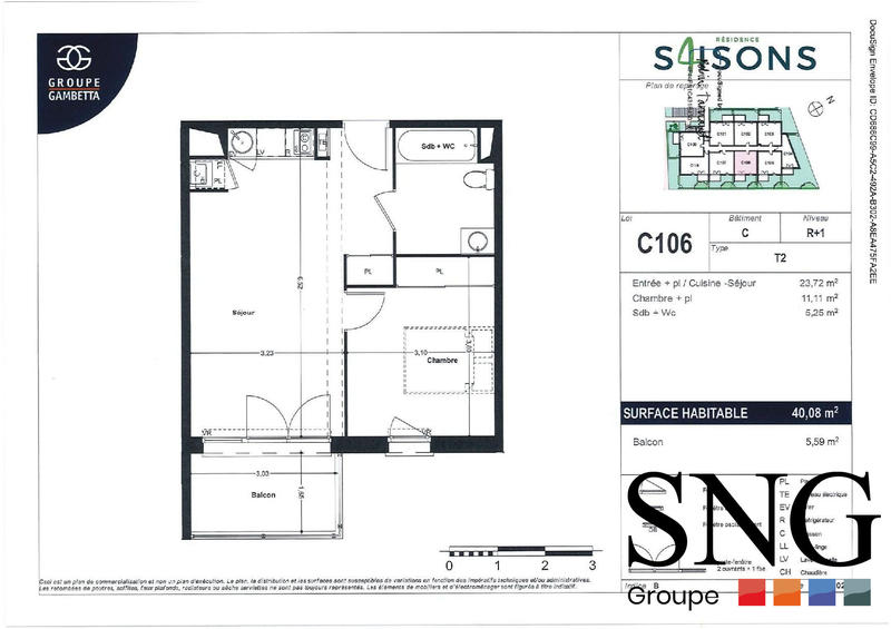 Appartement - 40 m² - 2 pièces