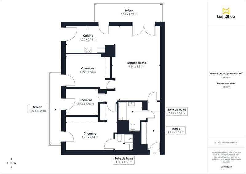 Appartement - 84 m² - 4 pièces