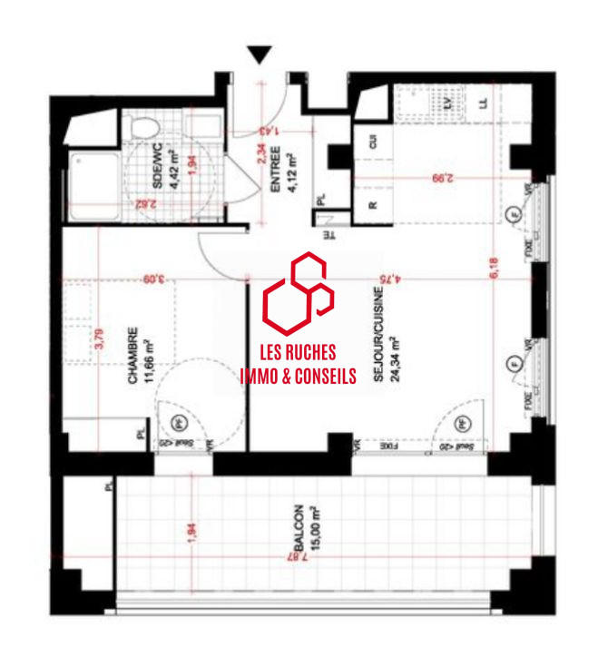 Appartement - 45 m² - 2 pièces