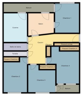 Chambre - 17 m² - 5 pièces