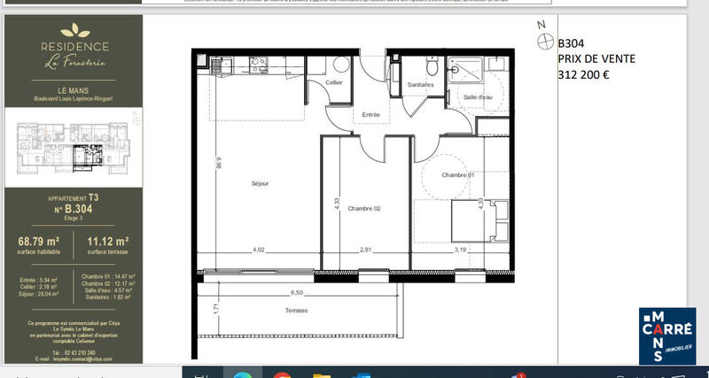 Appartement - 69 m² - 3 pièces