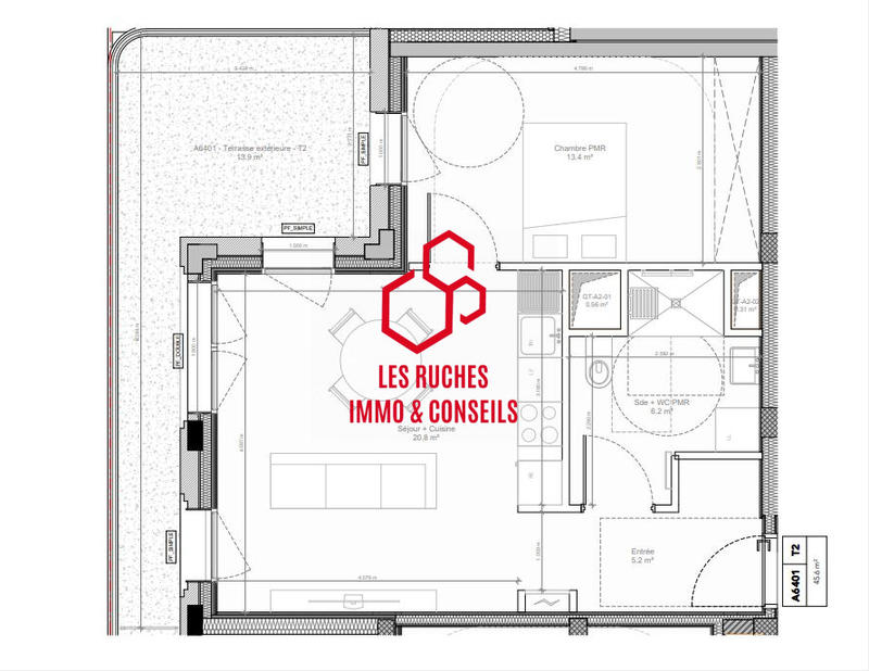 Appartement - 46 m² - 2 pièces
