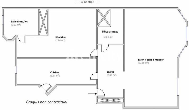 Appartement - 80 m² - 2 pièces