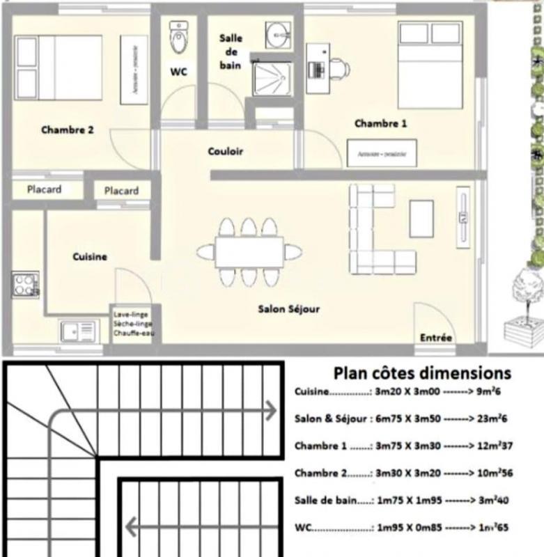 Appartement - 67 m² - 3 pièces