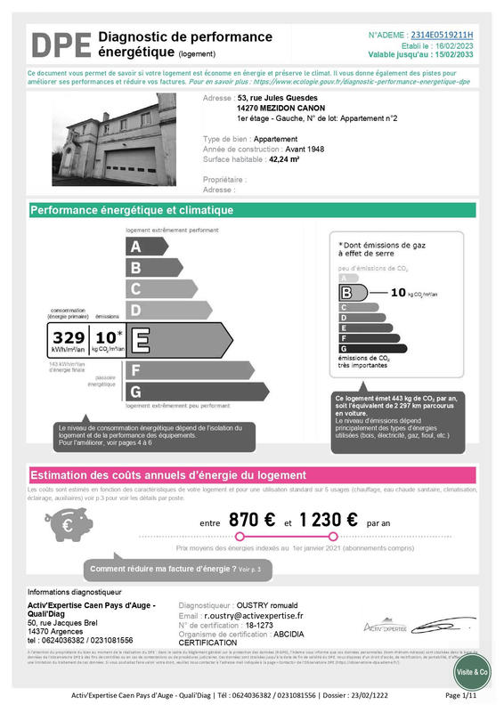 Appartement - 42 m² - 2 pièces