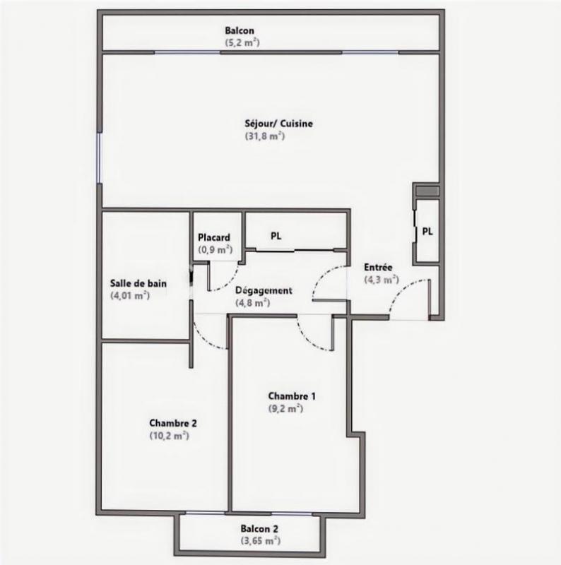 Appartement - 65 m² - 3 pièces