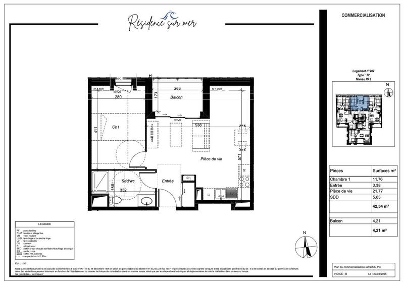 Appartement - 42 m² - 2 pièces