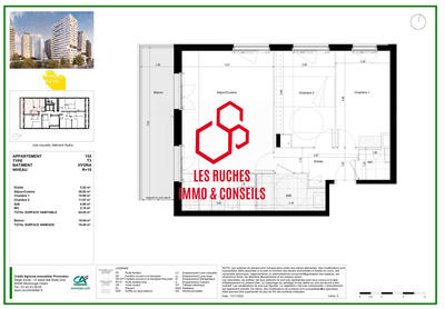 Appartement - 64 m² - 3 pièces