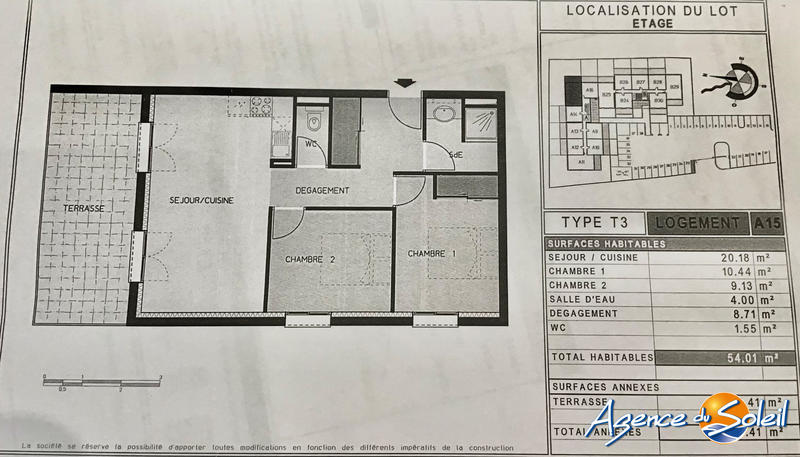 Appartement - 54 m² - 3 pièces