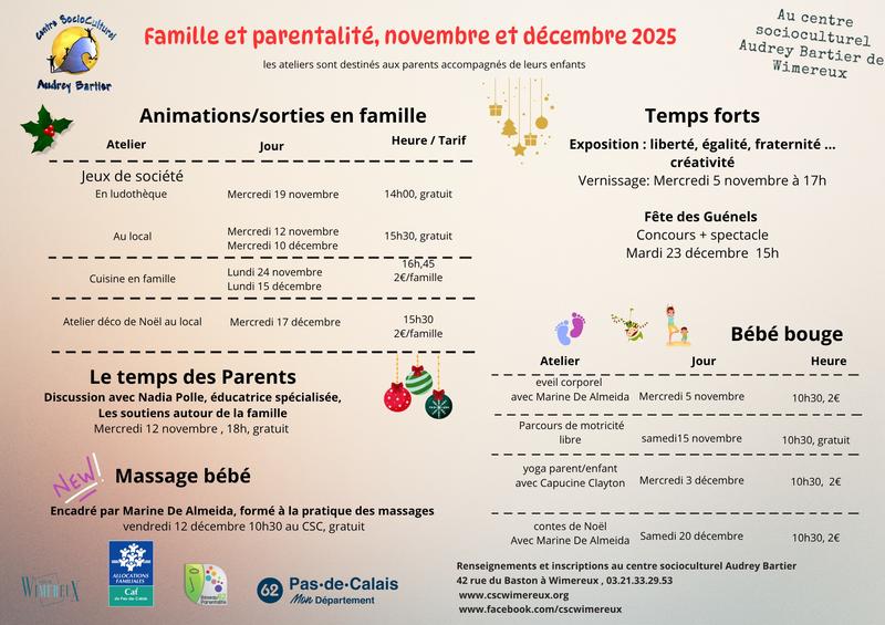 Centre Audrey Bartier : Parentalité novembre décembre