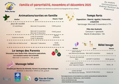 Centre Audrey Bartier : Parentalité novembre décembre