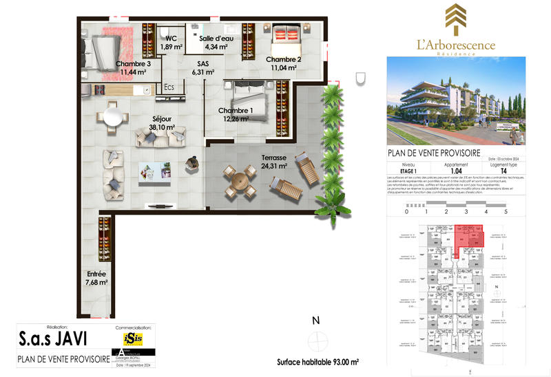 Appartement - 90 m² - 4 pièces