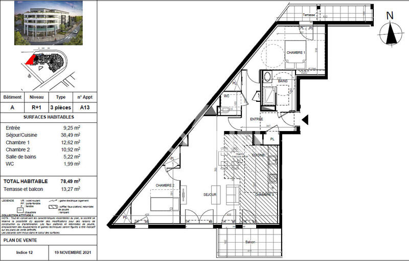 Appartement - 79 m² - 3 pièces