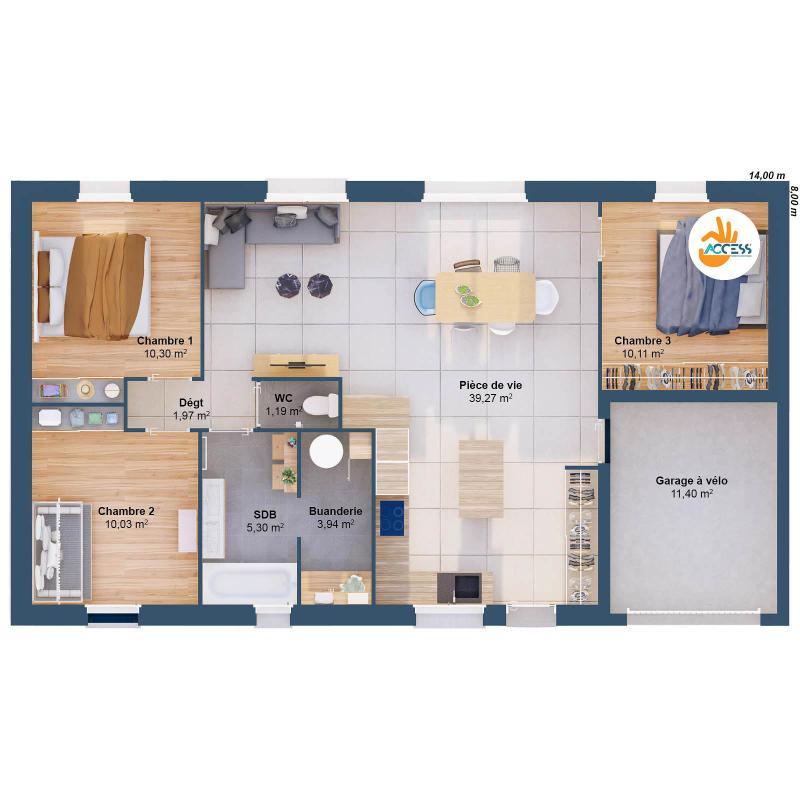 Maison - 82 m² - 5 pièces