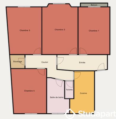 Chambre - 18 m² - 1 pièce