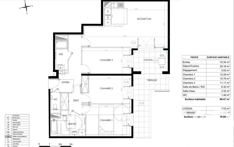 Appartement - 88 m² - 4 pièces