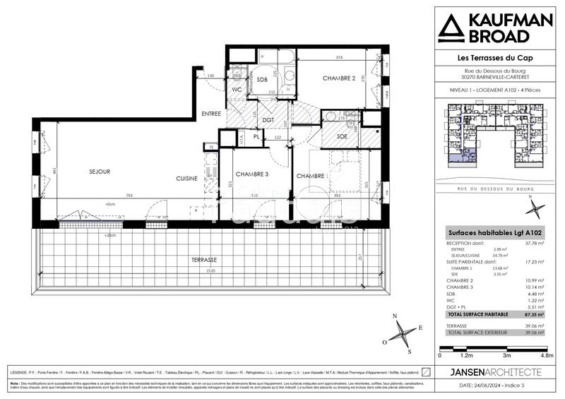 Appartement - 87 m² - 4 pièces