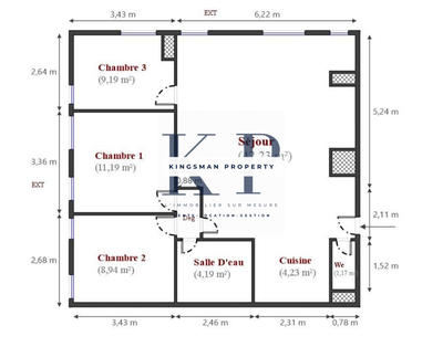 Appartement - 83 m² - 4 pièces