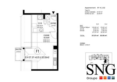 Appartement - 27 m² - 1 pièce