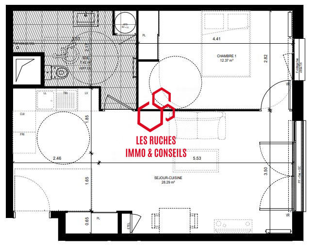 Appartement - 48 m² - 2 pièces