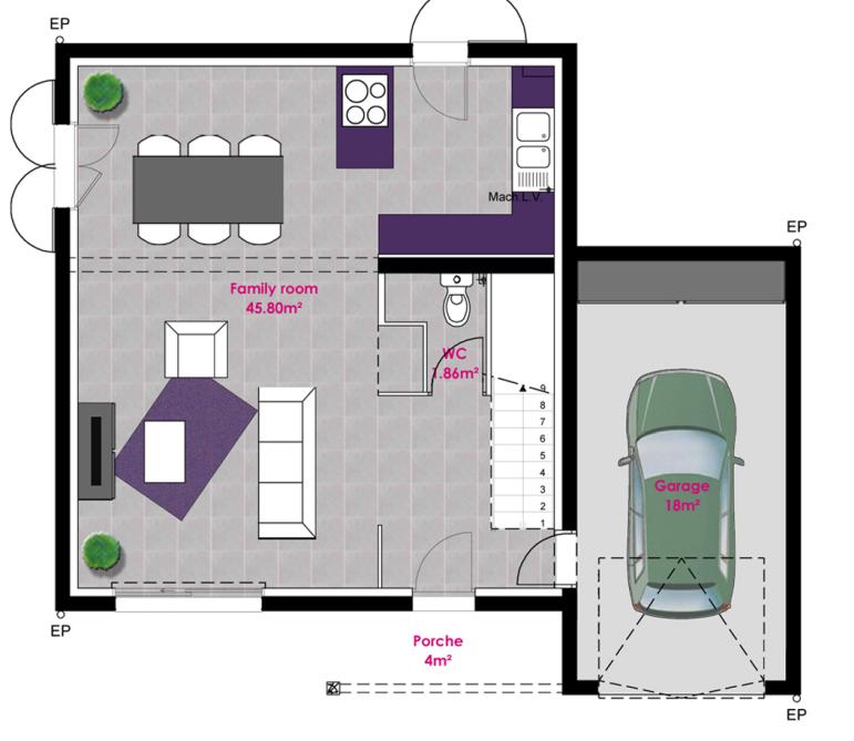 Maison - 90 m² - 4 pièces