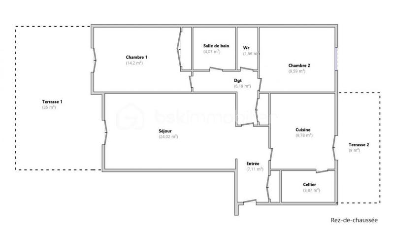 Appartement - 80 m² - 3 pièces
