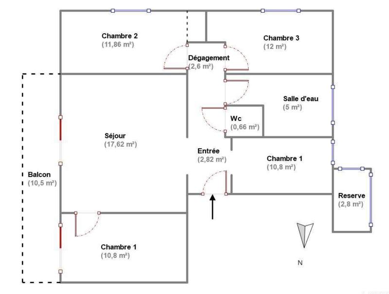 Appartement - 75 m² - 4 pièces