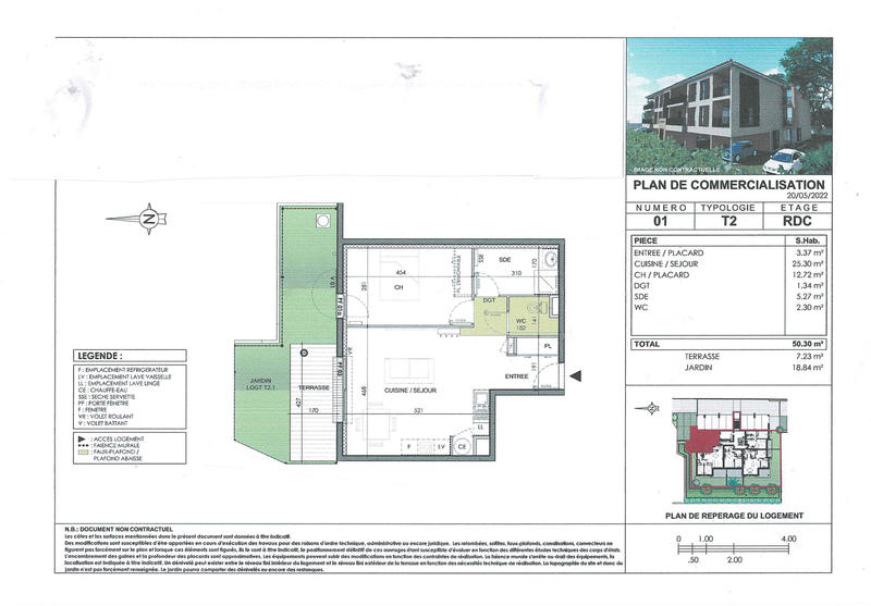 Appartement - 50 m² - 2 pièces