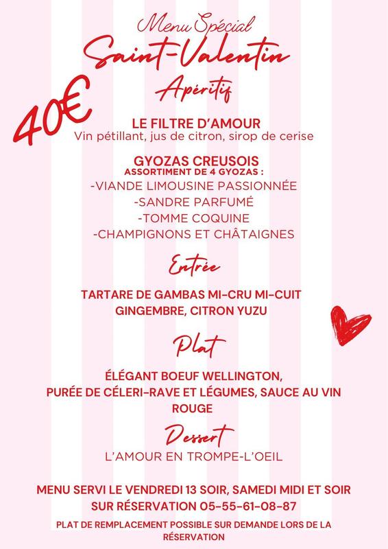 Menu Spécial Saint Valentin