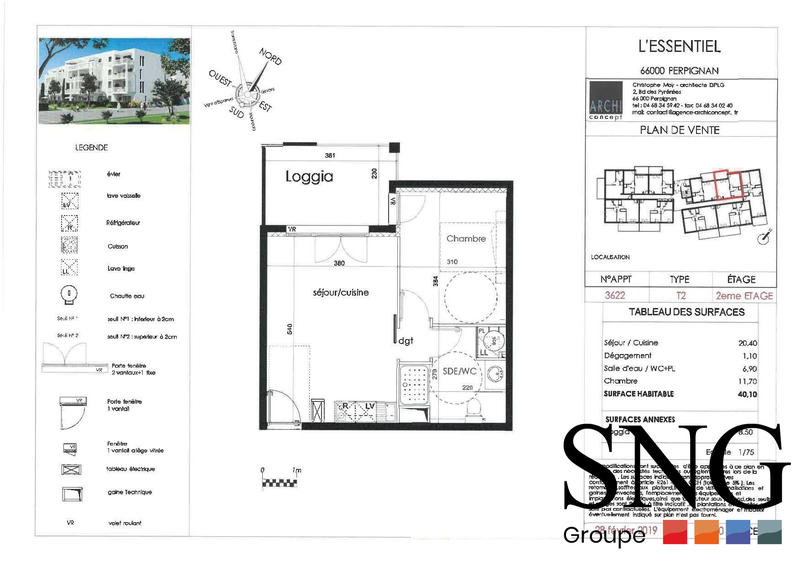 Appartement - 40 m² - 2 pièces
