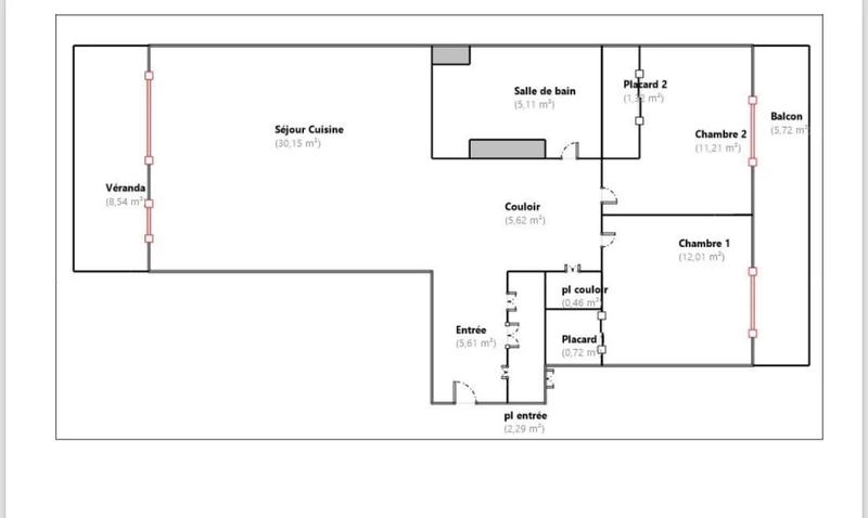 Appartement - 74 m² - 3 pièces