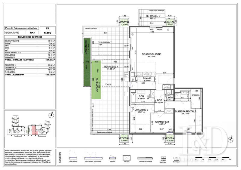 Appartement - 117 m² - 4 pièces