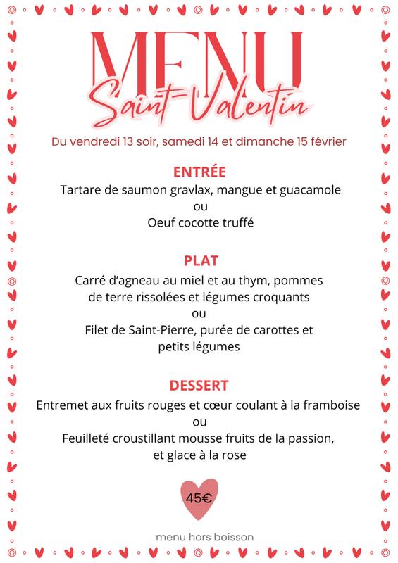 Menu Saint Valentin