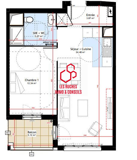 Appartement - 46 m² - 2 pièces