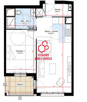 Appartement - 46 m² - 2 pièces