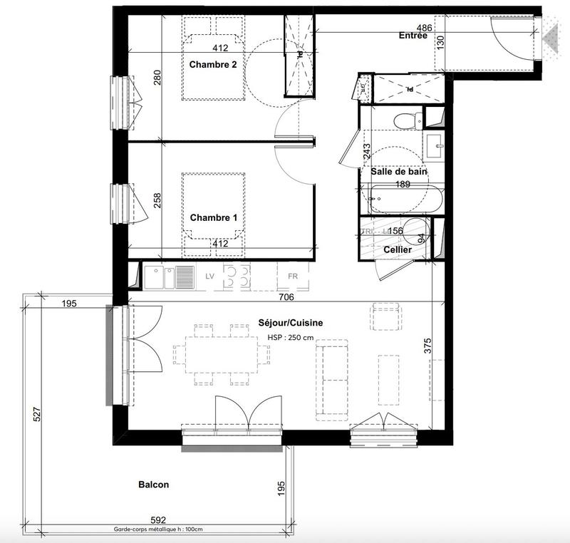 Appartement - 66 m² - 3 pièces