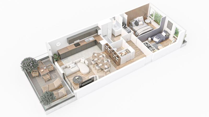 Appartement - 64 m² - 3 pièces