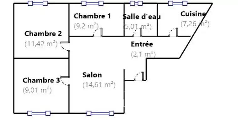 Appartement - 59 m² - 4 pièces
