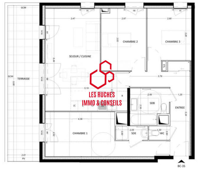 Appartement - 82 m² - 4 pièces