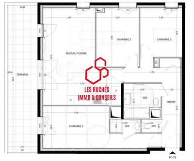 Appartement - 82 m² - 4 pièces