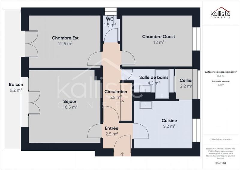 Appartement - 65 m² - 3 pièces