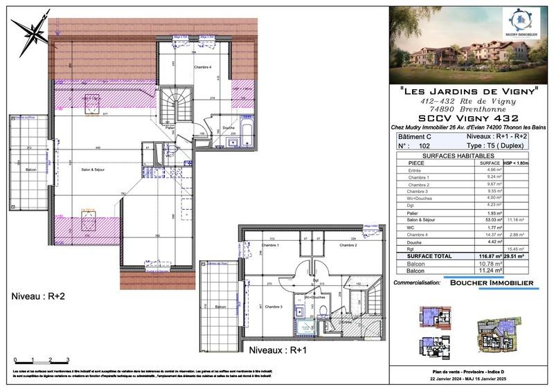 Duplex - 117 m² - 5 pièces