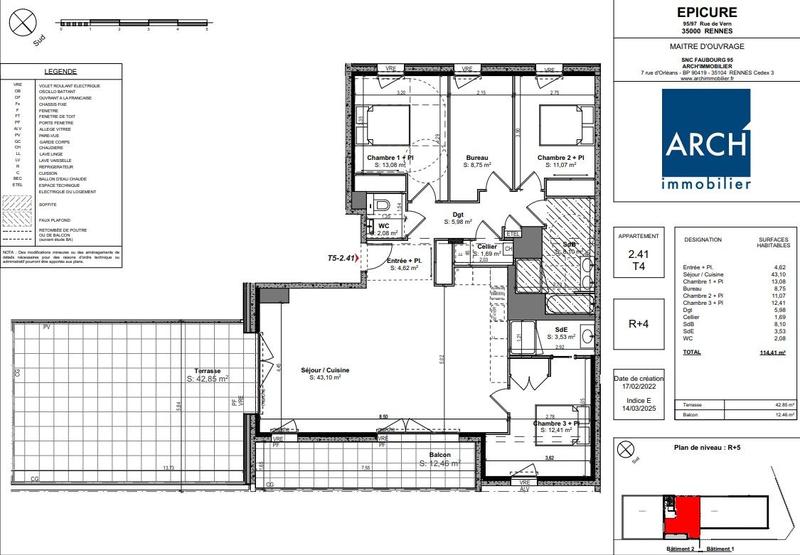 Appartement - 115 m² - 5 pièces