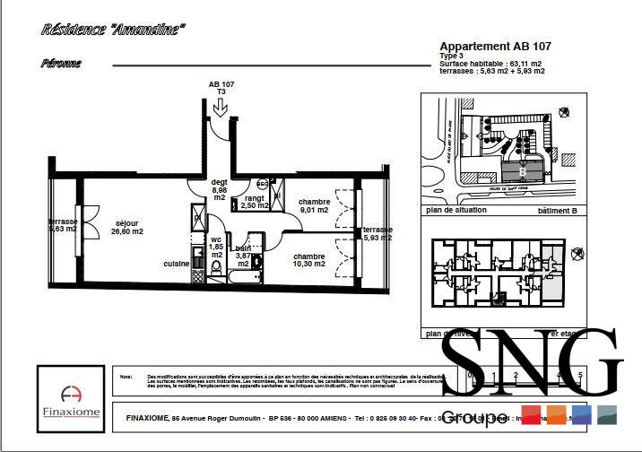 Appartement - 63 m² - 3 pièces